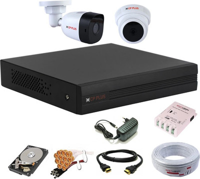 CP PLUS 4 Channal HD DVR 1080p 1Pcs,Bullet HD Camera Plug-n-Play Crystal IR LEDs for clearer Night Vision 2.4 MP 1Pcs,Dome HD Camera Plug-n-Play Crystal IR LEDs for clearer Night Vision 2.4 MP 1Pcs,500 GB Hard Disk,Full combo set Security Camera(500 GB, 4 Channel)