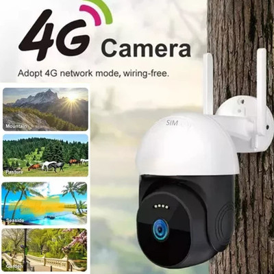 NXXTTNK Dual Lens 4g sim ptz 5MP 360 PTZ View Motion Detection 2-Way Audio/Siren Security Camera(NO GB, 1 Channel)