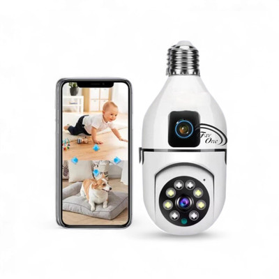 favone dual camera 3mp Full hd WiFi ptz Bulb Camera with Smart Human Motion Tracking Security Camera(NO GB, 5 Channel)