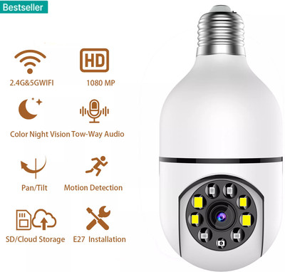 OSQD 360° Light Bulb Camera with Smart Motion Detection | Full HD Security Camera(128 GB, 1 Channel)