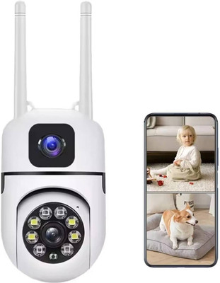 SKY HUB 4MP HD Dual Lens WiFi Camera with Motion Alerts, 2-Way Audio & Night Vision Security Camera(128 GB, 1 Channel)