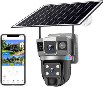 SIOVS CCTV SIM Camera Solar Power 4G IP Dual Lens 3 Screens AI Infrared Night Vision Security Camera(128 GB, 1 Channel)