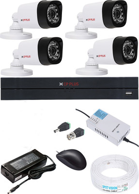 CP PLUS 4 Channal HD DVR 1080P 1Pcs,Bullet Camera 2.4MP 4Pcs Security Camera(4 TB, 4 Channel)