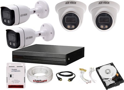 ADS VISION FULL HD 3MP 2 BULLET 2 DOME COLOR VIEW NIGHT VISION Full Set With 1TB HDD Security Camera(1 TB, 4 Channel)