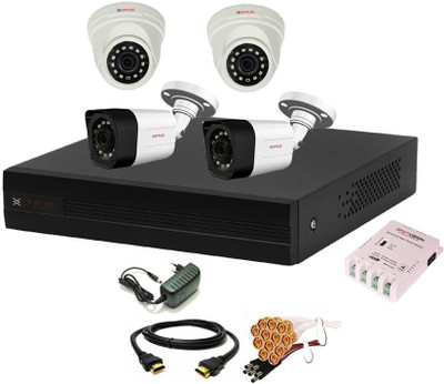 CP PLUS 4 Channal HD DVR 1080p 1Pcs,Outdoor Camera 2.4 MP 2Pcs,Indoor Camera 2.4 MP 2Pcs,Full combo set Security Camera(4 Channel)