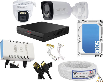 CP PLUS 4 Channel 3MP Color Night Vision CCTV Camera Set with Audio 1 Bullet 1 Dome Security Camera(500 GB, 4 Channel)