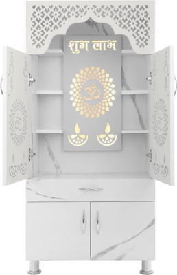 Old Wolf Furniture Wooden Temple For Home Pooja Mandir: Temple For Office With Decorative LED Light Engineered Wood Home Temple(Height: 130, Pre-assembled)