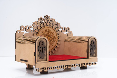 Kingmart Art and Craft MDF Wooden Temple Beautiful Plywood Mandir Pooja Handicraft Design Solid Wood Home Temple(Height: 17.8, Pre-assembled)