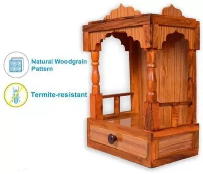 RC Pluse Star excellent Pooja Mandir for home ( Hight 45cm Wright 32cm Lenght 22cm ) Solid Wood Home Temple(Height: 14, Pre-assembled)