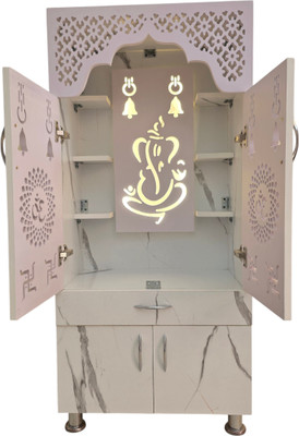 shivoja Designer Temple for Home/Pooja Mandir with Led Light Engineered Wood Home Temple(Height: 130, Pre-assembled)