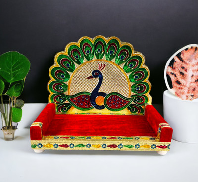 Jitesh Handicrafts Handcrafted Bal Gopal Laddo Gopal Singhasan ,Lord KanhaJi Puja Singhasan Size0-6 Engineered Wood Home Temple(Height: 20, Pre-assembled)