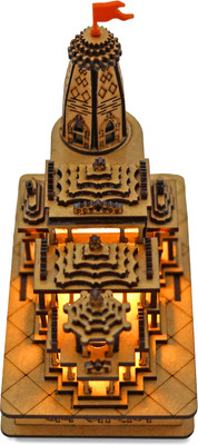 DECOLASE Shri Ram Mandir 3D Replica with Light Engineered Wood Home Temple(Height: 16, Pre-assembled)