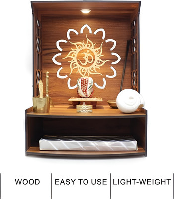 Moonlite Engineered Wood Hand Crafted Pooja Mandir for Home & Office, Wall Mounted Engineered Wood Home Temple(Height: 39.37, DIY(Do-It-Yourself))