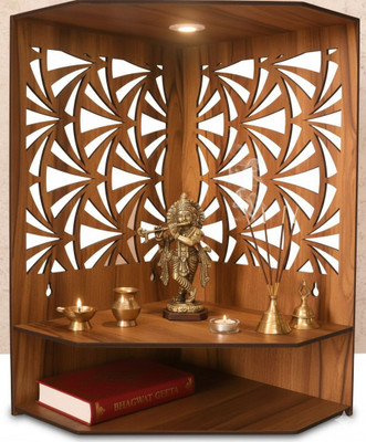Gojeeva Kraft Engineered Wooden LED Temple Handcrafted Design Pooja Mandir for Home & Office Engineered Wood Home Temple(Height: 37.5, DIY(Do-It-Yourself))