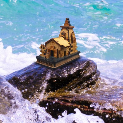 TLCAART Kedarnath Mandir Decorative Showpiece  -  7.3 cm(Wood, Brown)