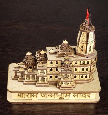 swiss gold Shri Ram Mandir With Led light , Ram Janabhoomi Ayodhya Temple High Quality Engineered Wood Home Temple(Height: 15.24, Pre-assembled)