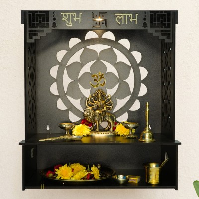 Ekhasa Wooden Pooja Mandir for Home | Wall Mounted Wooden God Temple with LED | Solid Wood Home Temple(Height: 46, DIY(Do-It-Yourself))