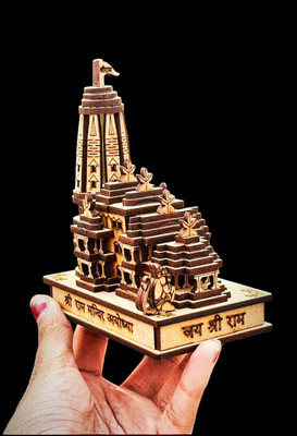 SBBCO Shri Ram Ayodhya Temple | Mandir for Home Table Decor Gift {Small 3 inch} Engineered Wood Home Temple(Height: 8, Pre-assembled)