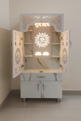 shivoja Temple for Home/Pooja Mandir with Led Light Pre- Assembled Temple Solid Wood Home Temple(Height: 130, Pre-assembled)