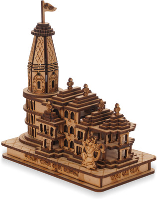 Radhe shyam creation Shri Ram Ayodhya 3D Wooden Temple Decorative Showpiece  -  16 cm(Wood, Brown)