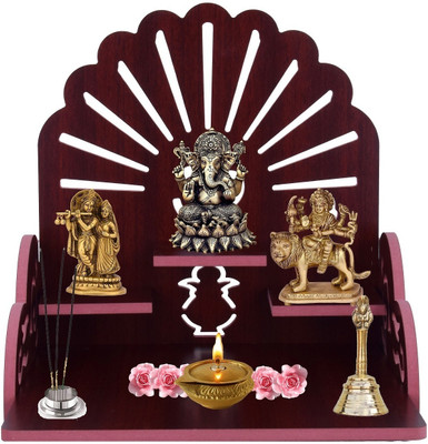 YIXT Wooden Small mandir Handpainted Temple/Pooja Ghar Engineered Wood Home Temple(Height: 18, DIY(Do-It-Yourself))