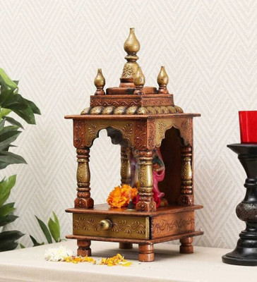 Medieval Arts Handpainted Copper Finish Wall Hanging Solid Wood Home Temple(Height: 46, DIY(Do-It-Yourself))