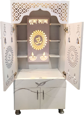 Old Wolf Furniture Wooden Temple For Home Pooja Mandir: Temple For Office With Decorative LED Light Engineered Wood Home Temple(Height: 130, Pre-assembled)