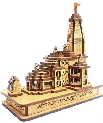 NAVYAKSH Ram Ayodhya 3D wood temple model for home/office/shop/ Car and bus dashboard Decorative Showpiece  -  9 cm(Wood, Brown)