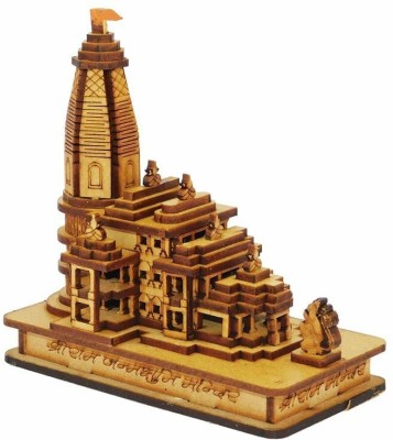 Elecsera Ayodhya Temple Shri Ram Mandir 3D Wooden Temple for Home Office Shop Decorative Showpiece  -  13.5 cm(Wood, Beige)