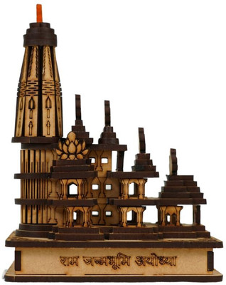 HNA GIFTINGS Shri Ram mandir Ayodhya 3D Wood Tempal for Home Decoration Engineered Wood Home Temple(Height: 15.2, Pre-assembled)