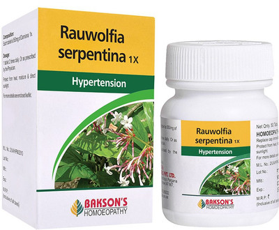 Bakson's Homoeopathy Rauvolfia Serpentina 1X Tablets(50 Units)