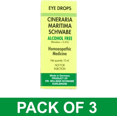 Dr.Willmar Schwabe Germany Cineraria Maritima Schwabe (Alchohol Free) Eye Drops(3 x 10 ml)