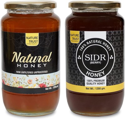 nature trust Raw Organic Natural Sidr Honey, Unprocessed, 1.2 kg(2 x 1200 g)