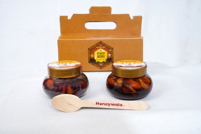 Honeywala Certified Organic wildflower honey with Dry Fruits (Almond,Cashew nuts )(2 x 150 g)