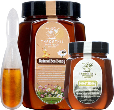 THADATHIL Honey Combo Pack | Pure Organic Natural Bee & Black Forest with 15g Honey Spoon(1.265 kg)