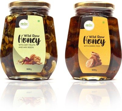 Feast Organic Wild Pure Honey with Dry Fruits & Mix Seeds and With Figs Combo Healthy & Tasty(2 x 500 g)