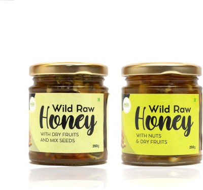 Feast Organic Wild Honey with Dry Fruits & Mix Seeds & With Mixed Nuts Combo | 250g+250g(2 x 250 g)