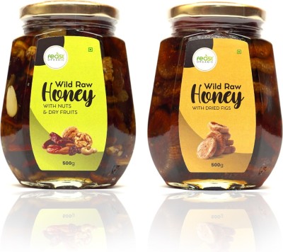 Feast Organic Wild Raw Honey with Dry fruits - Nuts & with Figs Combo | Organic Natural & Pure(2 x 0.5 kg)