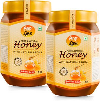 ANP BEE Raw Unpasteurized Pure Honey 1 KG (Pack of 2) | NMR Tested I Unfiltered Honey(2 x 1 kg)