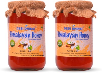 DESI DHINSI Pure Natural & Organic Himalayan Honey, Raw & Unprocessed - Pack of 2 (1Kg Each)(2 x 1000 g)