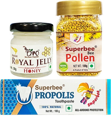 Super Bee Royal jelly Enriched 50gm with Toohpaste & M Pollen 100gm(250 g)