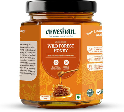 Anveshan Wild Forest Honey | 500gm | Glass Jar | Unprocessed | NMR tested(500 g)