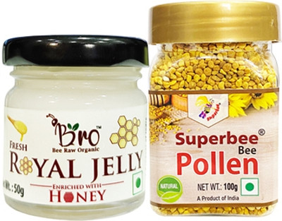 Super Bee Royal jelly Enriched with Honey 50GM with M pollen 100gm 1pcs(200 g)