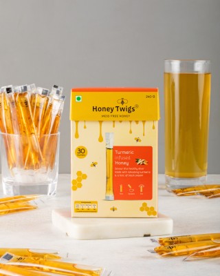 HONEY TWIGS Turmeric & Black Pepper Honey Combo Sachets, 240gms (30 Single Serves - 8g Each)(240 g)