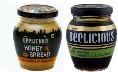 Beelicious Honey Spread - English Toffee (200g) & Honey with Cinnamon (250g),(2 x 225 g)
