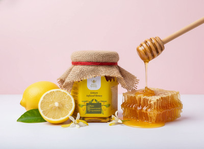 maya madhu Natural Lemon Infused Honey | Raw, Chemical-Free | Detox & Digestion- Glass Jar(250 g)