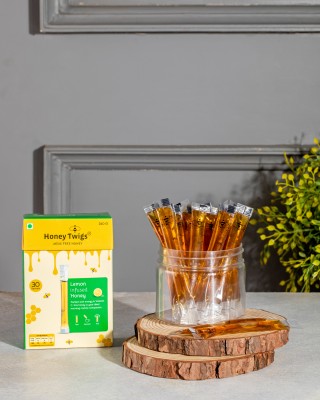 HONEY TWIGS Natural Pure Lemon Honey, 240gms (30 Single Serves - 8g Each)(240 g)