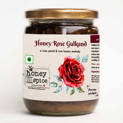 honey and spice Honey Rose Gulkand| Jam With No Artificial Flavors| Natural & Unprocessed(600 g)