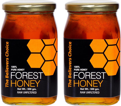 THE BELIEVERS CHOICE Raw Organic Forest Honey,Non Pasteurized,Unprocessed Collected from Deep Forest(2 x 500 g)