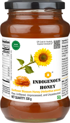 INDIGENOUS HONEY Natural Raw Sunflower Honey Organic Pure Unprocessed NMR Tested(530 g)